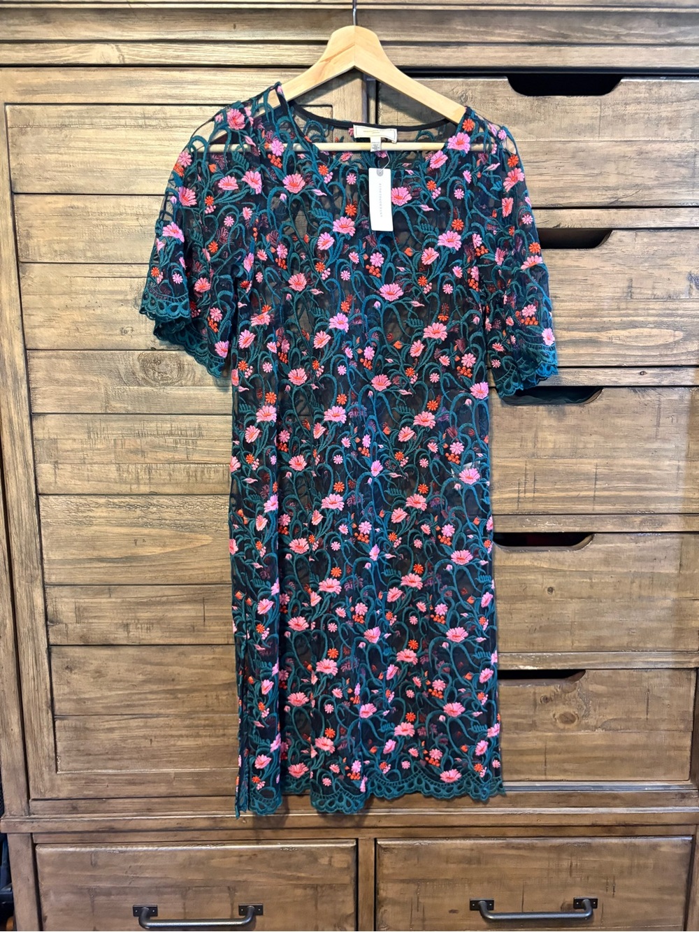 Anthropologie Moulinette Soeurs Embroidered Floral Lace Shift Dress XS‎ NWT - Picture 3 of 7